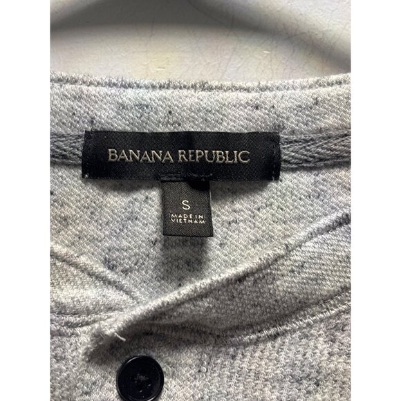 Banana Republic Small Mens Gray Speckled Henley Long Sleeve Sweater 100% Cotton - Picture 4 of 9